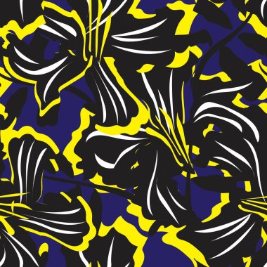 Çiçek fırçası darbeleri moda baskıları, grafikler, arka planlar ve el sanatları için pürüzsüz desen