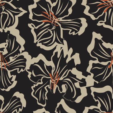 Çiçek fırçası darbeleri moda baskıları, grafikler, arka planlar ve el sanatları için pürüzsüz desen