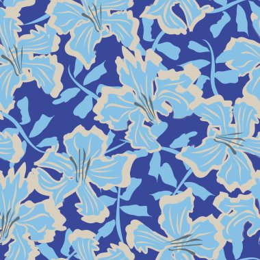 Çiçek fırçası darbeleri moda baskıları, grafikler, arka planlar ve el sanatları için pürüzsüz desen