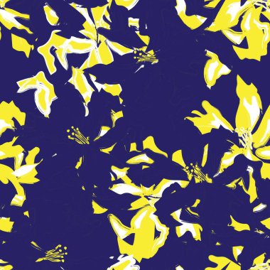 Çiçek fırçası darbeleri moda baskıları, grafikler, arka planlar ve el sanatları için pürüzsüz desen