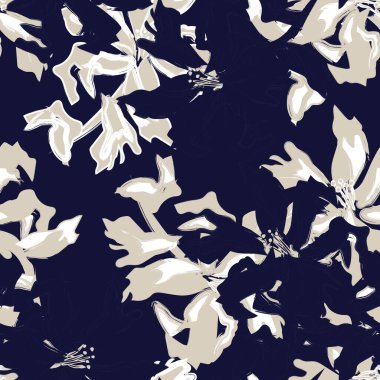 Çiçek fırçası darbeleri moda baskıları, grafikler, arka planlar ve el sanatları için pürüzsüz desen