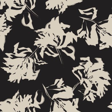 Çiçek fırçası darbeleri moda baskıları, grafikler, arka planlar ve el sanatları için pürüzsüz desen