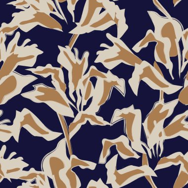 Çiçek fırçası darbeleri moda baskıları, grafikler, arka planlar ve el sanatları için pürüzsüz desen