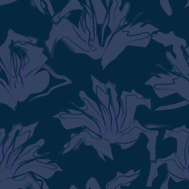 Çiçek fırçası darbeleri moda baskıları, grafikler, arka planlar ve el sanatları için pürüzsüz desen