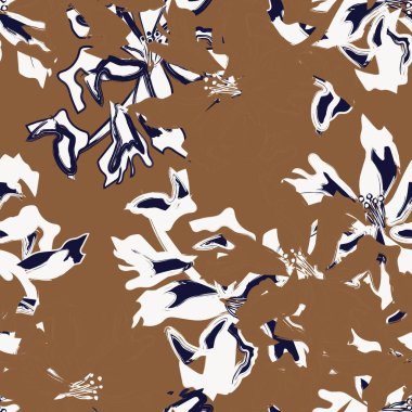 Çiçek fırçası darbeleri moda baskıları, grafikler, arka planlar ve el sanatları için pürüzsüz desen