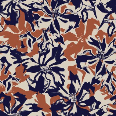 Çiçek fırçası darbeleri moda baskıları, grafikler, arka planlar ve el sanatları için pürüzsüz desen