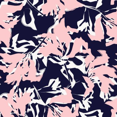 Çiçek fırçası darbeleri moda baskıları, grafikler, arka planlar ve el sanatları için pürüzsüz desen