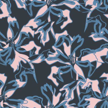 Çiçek fırçası darbeleri moda baskıları, grafikler, arka planlar ve el sanatları için pürüzsüz desen