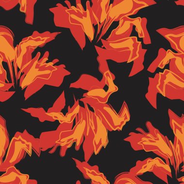 Çiçek fırçası darbeleri moda baskıları, grafikler, arka planlar ve el sanatları için pürüzsüz desen