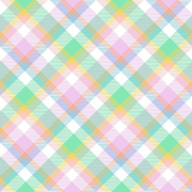 Gökkuşağı Pastel Çapraz Ekose Tartan desensiz desen tasarımı moda tekstil ve grafikleri için uygundur