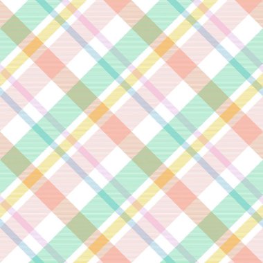 Gökkuşağı Pastel Çapraz Ekose Tartan desensiz desen tasarımı moda tekstil ve grafikleri için uygundur