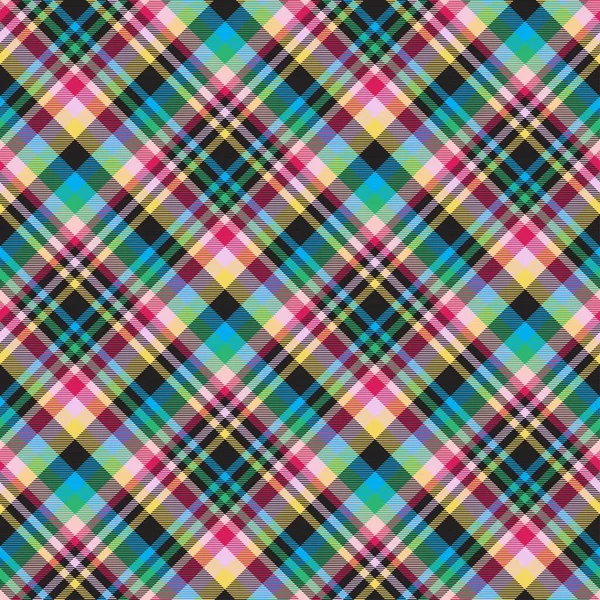 Rainbow Diagonal Rutig Tartan Strukturerad Sömlös Mönsterdesign Lämplig För Modetextilier — Stock vektor