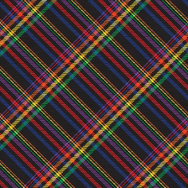 Rainbow Diagonal Plaid Tartán Texturizado Diseño Patrón Sin Costuras Adecuado — Vector de stock