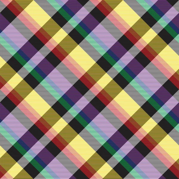 Rainbow Diagonal Plaid Tartan Texturé Design Sans Couture Adapté Aux — Image vectorielle