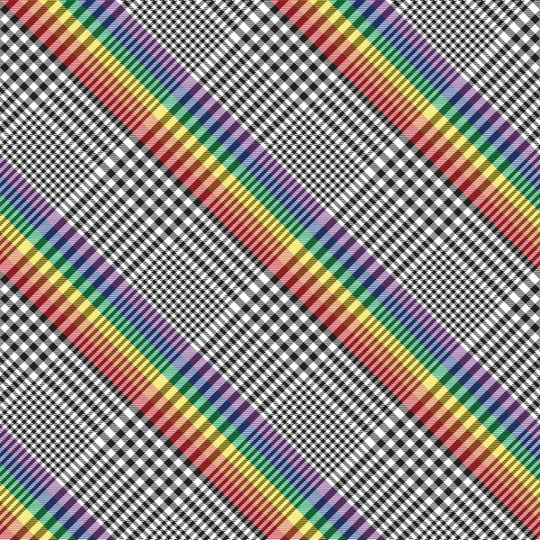 Rainbow Diagonal Plaid Tartan Текстурированный Бесшовный Дизайн Шаблона Подходит Моды — стоковый вектор