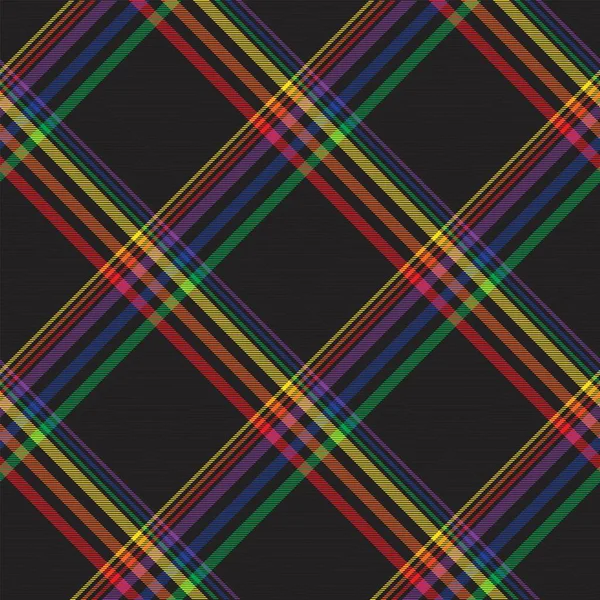 Rainbow Diagonal Plaid Tartan Texturiertes Nahtloses Muster Für Modetextilien Und — Stockvektor