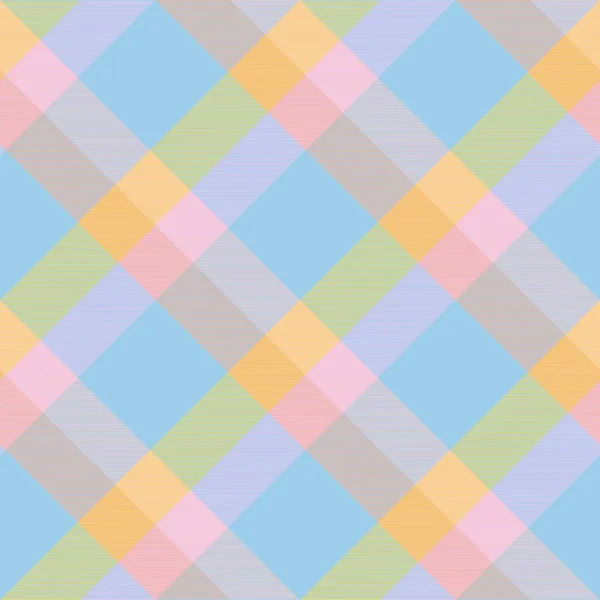 Rainbow Pastel Diagonal Plaid Tartán Texturizado Diseño Patrón Inconsútil Adecuado — Archivo Imágenes Vectoriales