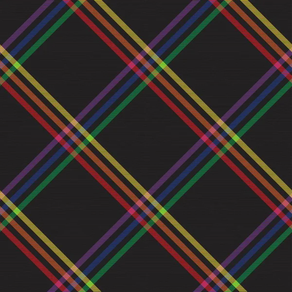 Rainbow Diagonal Rutig Tartan Strukturerad Sömlös Mönsterdesign Lämplig För Modetextilier — Stock vektor