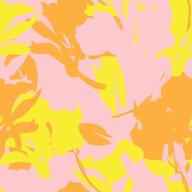 Çiçek fırçası darbeleri moda tekstil, grafik, arka plan ve el sanatları için pürüzsüz desen arka planı