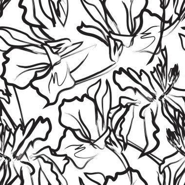 Çiçek fırçası darbeleri moda tekstil, grafik, arka plan ve el sanatları için pürüzsüz desen arka planı