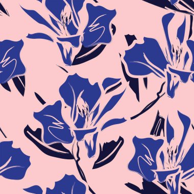 Çiçek fırçası darbeleri moda tekstil, grafik, arka plan ve el sanatları için pürüzsüz desen arka planı