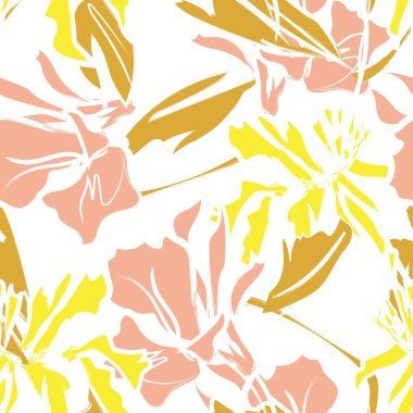 Çiçek fırçası darbeleri moda tekstil, grafik, arka plan ve el sanatları için pürüzsüz desen arka planı