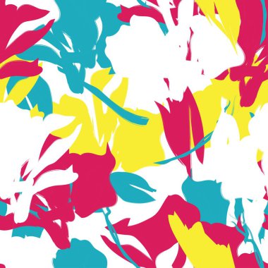 Çiçek fırçası darbeleri moda tekstil, grafik, arka plan ve el sanatları için pürüzsüz desen arka planı