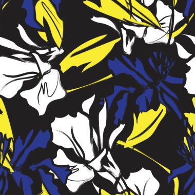 Çiçek fırçası darbeleri moda tekstil, grafik, arka plan ve el sanatları için pürüzsüz desen arka planı