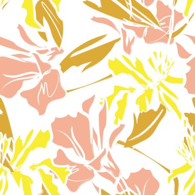 Çiçek fırçası darbeleri moda tekstil, grafik, arka plan ve el sanatları için pürüzsüz desen arka planı