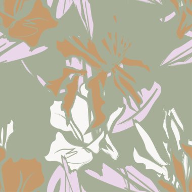 Çiçek fırçası darbeleri moda tekstil, grafik, arka plan ve el sanatları için pürüzsüz desen arka planı