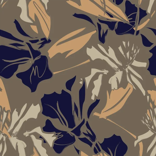 Floral Brush Strokes Seamless Pattern Background Fashion Textiles Graphics Backgrounds — Stock vektor
