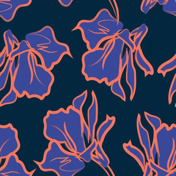 Квіткові Мазки Пензлем Безшовний Візерунок Модного Текстилю Графіки Фону Ремесел — стоковий вектор
