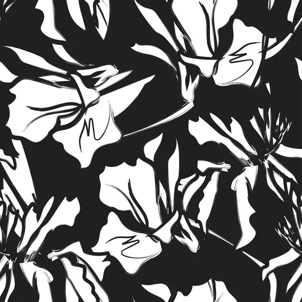 Coups Pinceau Floral Fond Motif Sans Couture Pour Les Textiles — Image vectorielle