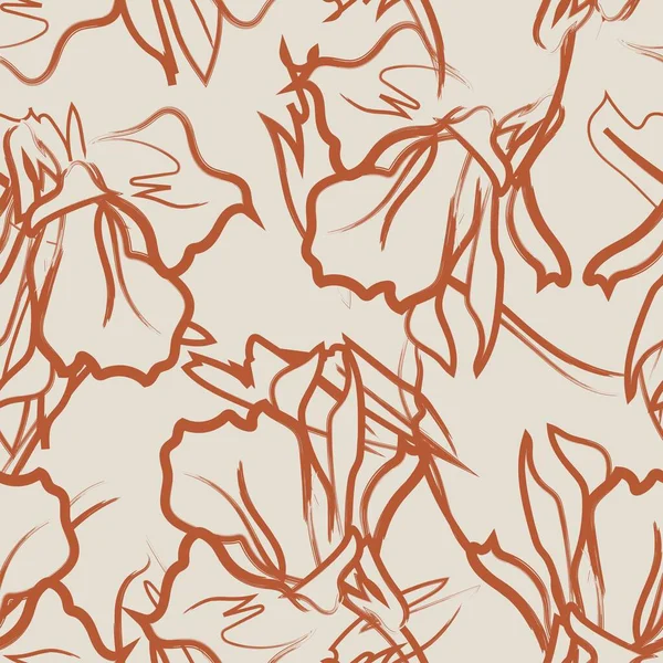 Floral Brush Strokes Seamless Pattern Background Fashion Textiles Graphics Backgrounds — Vetor de Stock