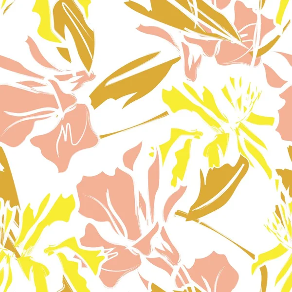 Çiçek fırçası darbeleri moda tekstil, grafik, arka plan ve el sanatları için pürüzsüz desen arka planı