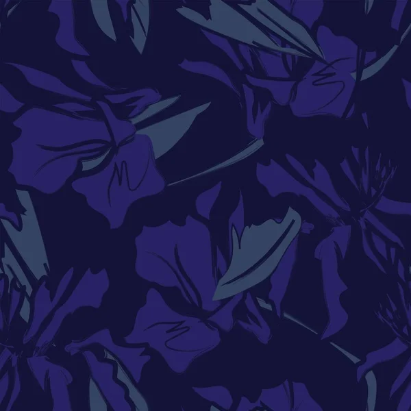 Virágkefe Stroke Zökkenőmentes Minta Háttér Divat Textíliák Grafika Hátterek Kézműves — Stock Vector