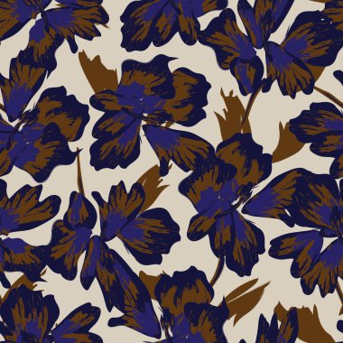 Çiçek fırçası darbeleri moda tekstil, grafik, arka plan ve el sanatları için pürüzsüz desen arka planı