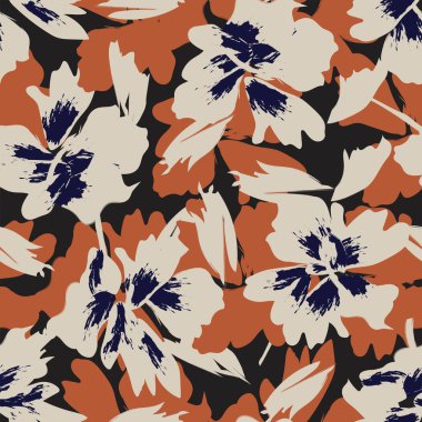 Çiçek fırçası darbeleri moda tekstil, grafik, arka plan ve el sanatları için pürüzsüz desen arka planı