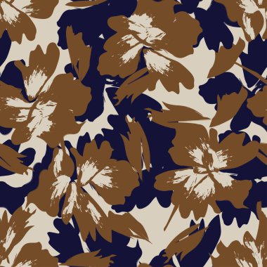 Çiçek fırçası darbeleri moda tekstil, grafik, arka plan ve el sanatları için pürüzsüz desen arka planı