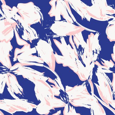 Çiçek fırçası darbeleri moda tekstil, grafik, arka plan ve el sanatları için pürüzsüz desen arka planı