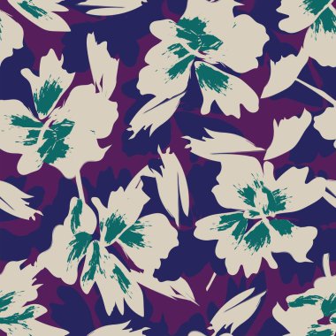 Çiçek fırçası darbeleri moda tekstil, grafik, arka plan ve el sanatları için pürüzsüz desen arka planı