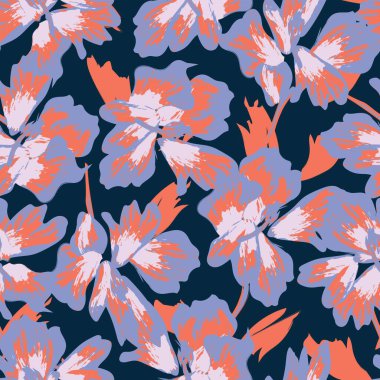 Çiçek fırçası darbeleri moda tekstil, grafik, arka plan ve el sanatları için pürüzsüz desen arka planı