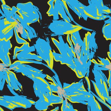 Çiçek fırçası darbeleri moda tekstil, grafik, arka plan ve el sanatları için pürüzsüz desen arka planı