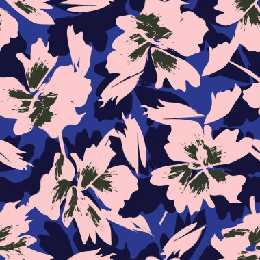 Çiçek fırçası darbeleri moda tekstil, grafik, arka plan ve el sanatları için pürüzsüz desen arka planı