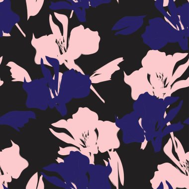 Çiçek fırçası darbeleri moda tekstil, grafik, arka plan ve el sanatları için pürüzsüz desen arka planı