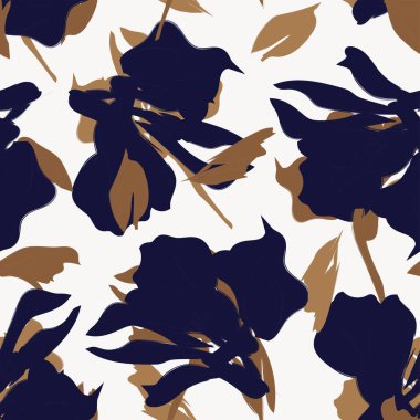 Çiçek fırçası darbeleri moda tekstil, grafik, arka plan ve el sanatları için pürüzsüz desen arka planı