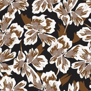 Çiçek fırçası darbeleri moda tekstil, grafik, arka plan ve el sanatları için pürüzsüz desen arka planı