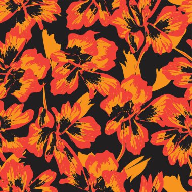 Çiçek fırçası darbeleri moda tekstil, grafik, arka plan ve el sanatları için pürüzsüz desen arka planı