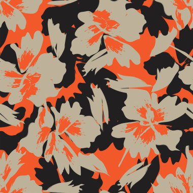 Çiçek fırçası darbeleri moda tekstil, grafik, arka plan ve el sanatları için pürüzsüz desen arka planı