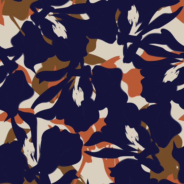 Floral brush strokes seamless pattern background for fashion textiles, graphics, backgrounds and crafts